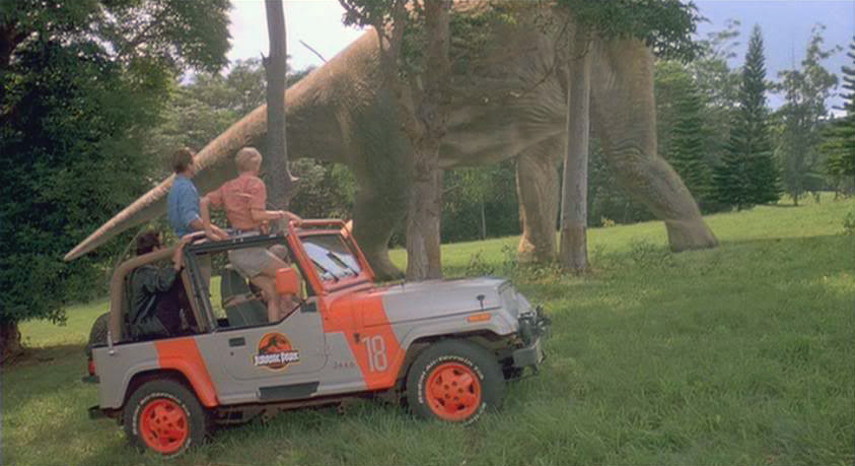 Few scenes from Spielberg’s dino classic are as memorable, few baddie deaths come as perfectly executed as rogue security programmer Dennis Nedry’s death by blinding, then mauling at the claws of the at once cute, at once deadly Dilophosaurus. The car he’s in at the time? The venerable Jeep TJ, complete with winch kit, spotlights, bright red wheels and Jurassic Park branding. It wasn’t enough to get poor Mr. Nedry to the dock, but it will stick in the minds of <i>Jurassic</i> enthusiasts for a long time.